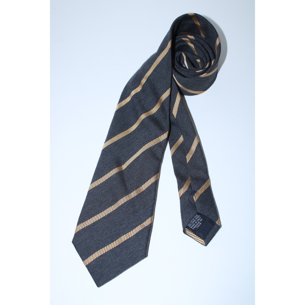 Canali Men's One Size Gray Gold Striped Classic Width Formal Business Tie